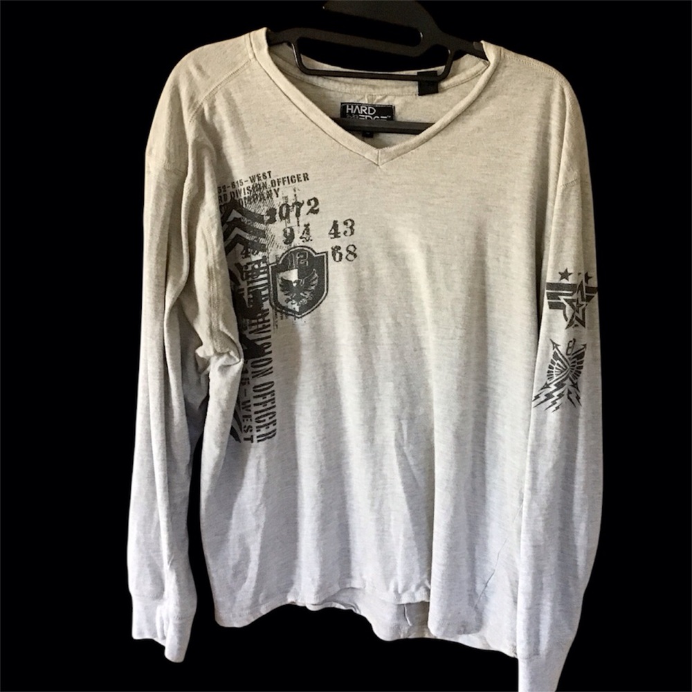 EUC Hard Edge Third Division Officer large V neck long sleeve heather gray